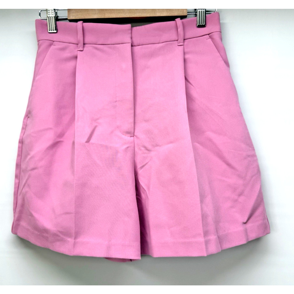 Abercrombie & Fitch Women's Trouser Shorts Size Small Pleated High Rise Pink NEW